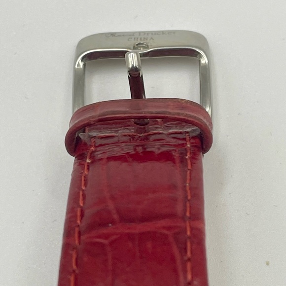 Vintage Marcel Druker Trapezoid Mother of Pearl Dial Quartz Watch w/ Red Band main image 8